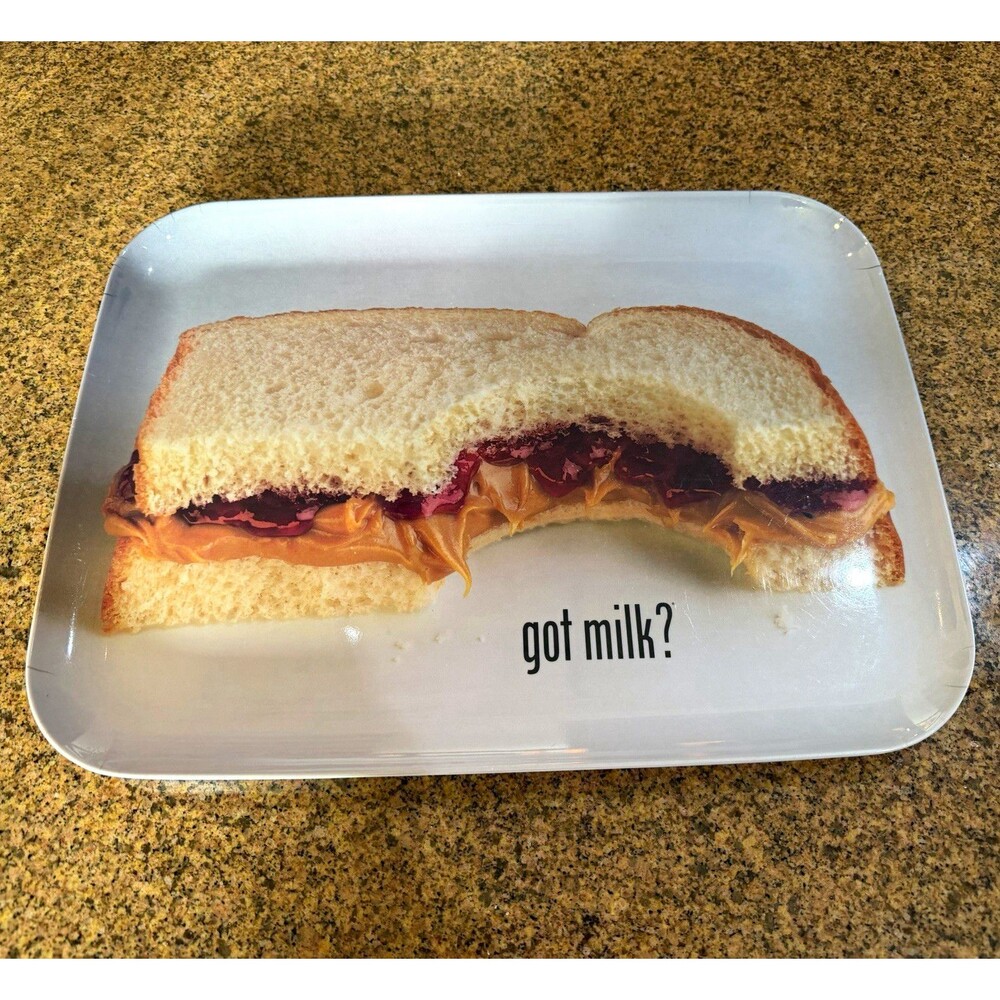 Vintage 1999 Got Milk PB&J Sandwich Plastic Plate Tray Advertising Pop Culture